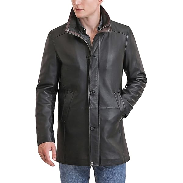 BGSD Men Chad New Zealand Lambskin Leather Car Coat at Amazon